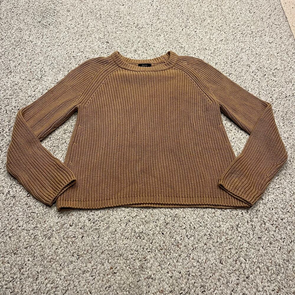 Quince Organic Cotton Fisherman Crewneck Sweater M Tan Casual Preppy Cozy